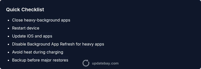 Checklist: Troubleshooting iPhone overheating after update