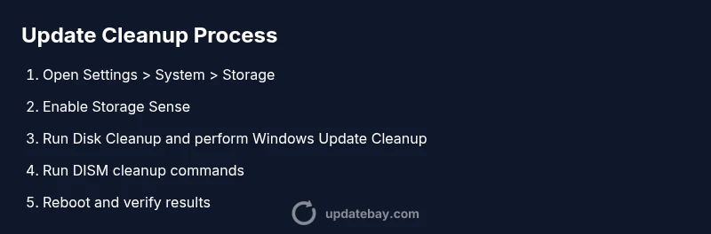 Process infographic showing steps to clean Windows 11 update files
