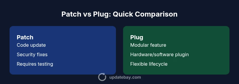 Visual infographic comparing patch vs plug