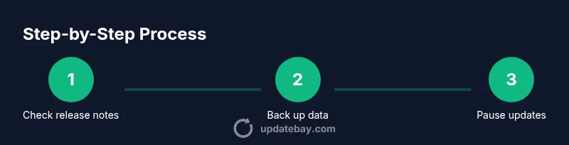 Process diagram showing steps to delay or avoid Apple update