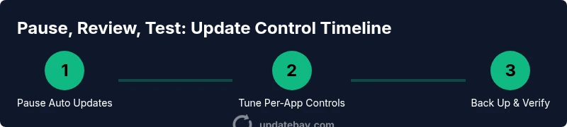 Infographic showing steps to pause and manage phone updates